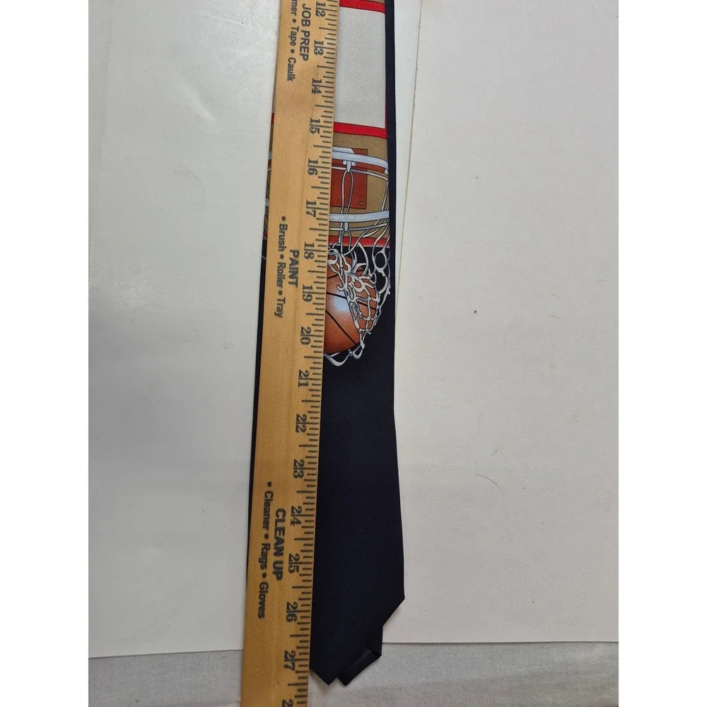Ralph Marlin Mens Basketball Hoop Novelty Necktie Navy Blue Polyester Sports Tie